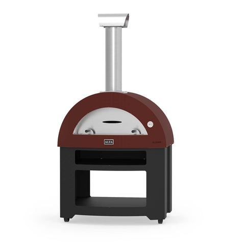 Image of ALFA Wood Fired Oven Antique Red / Base / No-Attachment Alfa Pizza Allegro Wood Fired Oven with Base