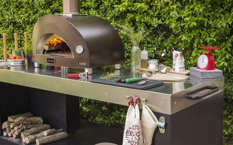 Image of ALFA Wood Fired Oven Copper / Top Only / 40in Alfa Pizza 5 Minuti Wood Fired with Base
