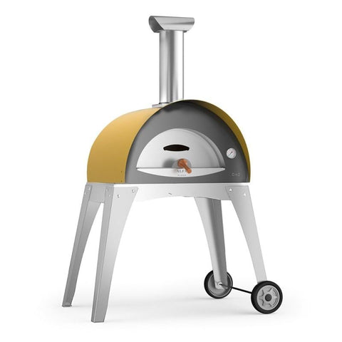 Image of ALFA Wood Fired Oven Fire Yellow / Grey / No-Attachment Alfa Pizza CIAO Wood Fired Oven with Base