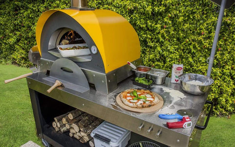 ALFA Wood Fired Oven Fire Yellow / No-Attachment / 51in Alfa Pizza CIAO Wood Fired Oven with Base