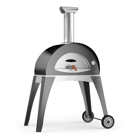 Image of ALFA Wood Fired Oven Silver Grey / Grey / No-Attachment Alfa Pizza CIAO Wood Fired Oven with Base