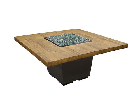 Image of American Fyre Designs Dining Firetable Reclaimed Wood Cosmo Square Dining Height Firetable