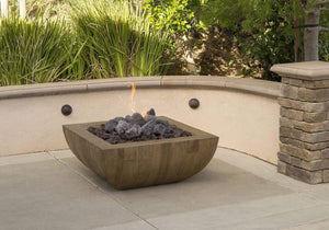 American Fyre Designs Reclaimed Wood Bordeaux Square Fire Bowl