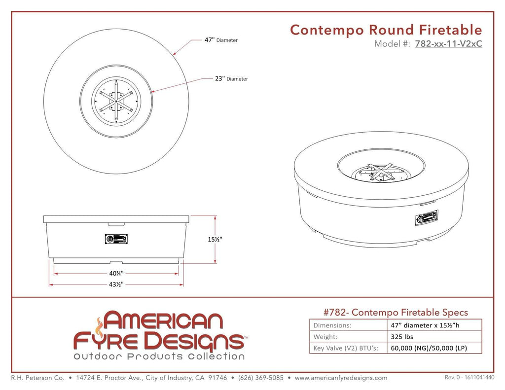 American Fyre Designs Firetable Contempo Round Firetable