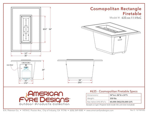 Image of American Fyre Designs Firetable Cosmopolitan Rectangle Firetable