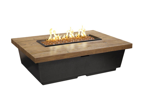 Image of American Fyre Designs Firetable Reclaimed Wood Contempo Rectangle Fire Table