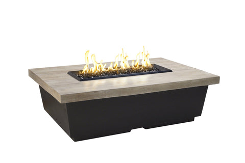 Image of American Fyre Designs Firetable Reclaimed Wood Contempo Rectangle Fire Table