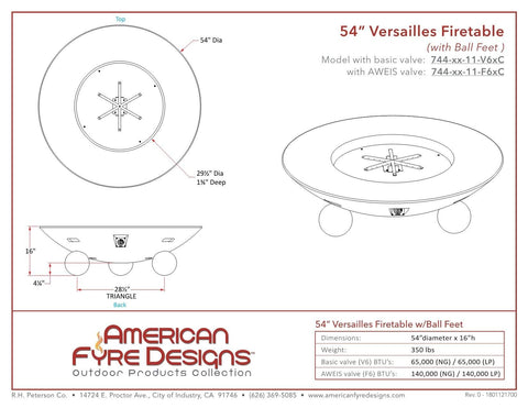 Image of American Fyre Designs Firetable Versailles Firetable
