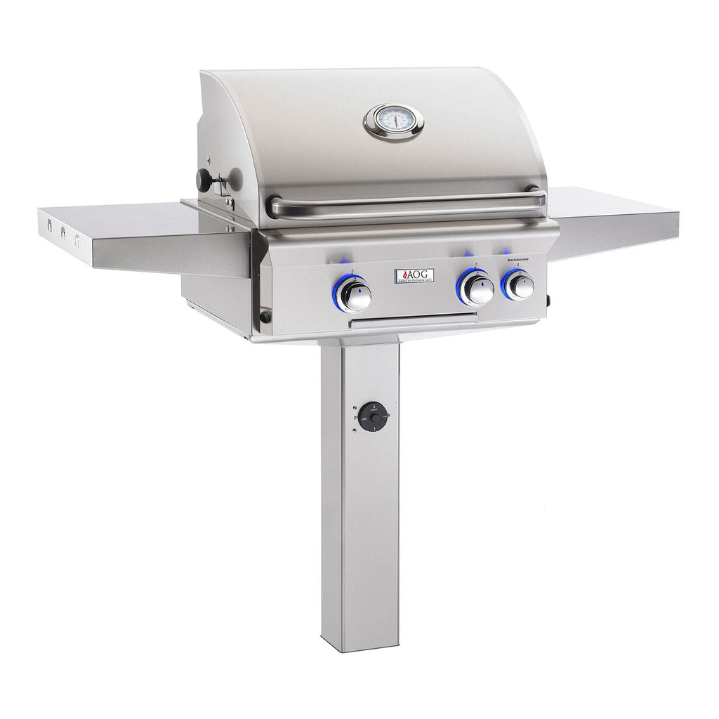 AOG Post Mount Grill Natural Gas AOG Grill 24 Inch Gas Grill On In-Ground Post 24NGT