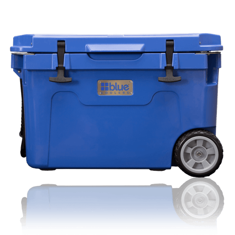 Image of Blue Coolers Companion Cooler Blue Blue Coolers 55 Quart Ice Vault Roto-Molded Cooler (w/ Wheels)