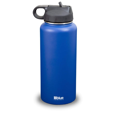 Image of Blue Coolers Companion Cooler Blue Blue Coolers Drinkware 32 oz. Steel Double-wall Vacuum Insulated Flask (Flip Top Lid)