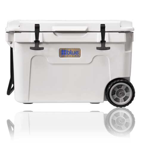 Blue Coolers Companion Cooler White Blue Coolers 55 Quart Ice Vault Roto-Molded Cooler (w/ Wheels)