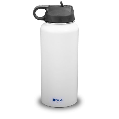 Blue Coolers Companion Cooler White Blue Coolers Drinkware 32 oz. Steel Double-wall Vacuum Insulated Flask (Flip Top Lid)