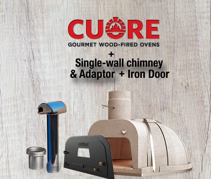Cuore Oven Double-wall Chimney + Iron Door Cuore 1000 Plus Wood Fire Oven