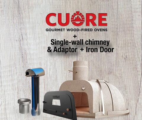 Image of Cuore Oven Double-wall Chimney + Iron Door Cuore 1000 Plus Wood Fire Oven