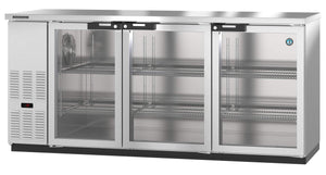 Hoshizaki Back Bar Refrigerators BB80-G-S Hoshizaki BB80-G, Refrigerator, Three Section, Black Vinyl Back Bar Back Bar, Glass Doors