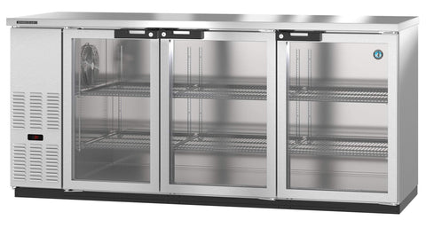 Image of Hoshizaki Back Bar Refrigerators BB80-G-S Hoshizaki BB80-G, Refrigerator, Three Section, Black Vinyl Back Bar Back Bar, Glass Doors