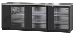 Hoshizaki Back Bar Refrigerators BB95-G-S Hoshizaki BB95-G, Refrigerator, Three Section, Black Vinyl Back Bar Back Bar, Glass Doors