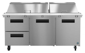 Hoshizaki Refrigerated Equipment Stands Hoshizaki SR72A-30MD2, Refrigerator, Three Section Mega Top Prep Table, Drawer/Door Combo