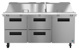 Hoshizaki Refrigerated Equipment Stands Hoshizaki SR72A-30MD4, Refrigerator, Three Section Mega Top Prep Table, Drawer/Door Combo
