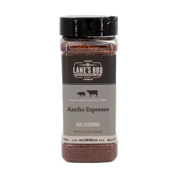 Image of Lane's BBQ Sauces & Rubs 14.4/16 oz 6 bottles to case Lane's BBQ Ancho Espresso Rub