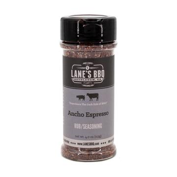 Image of Lane's BBQ Sauces & Rubs 4.4/4.6 oz 12 bottles to case Lane's BBQ Ancho Espresso Rub