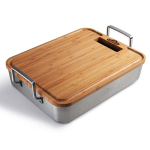 Napoleon Cutting Board Napoleon Premium Stainless Steel Roasting Pan with Bamboo Cutting Board