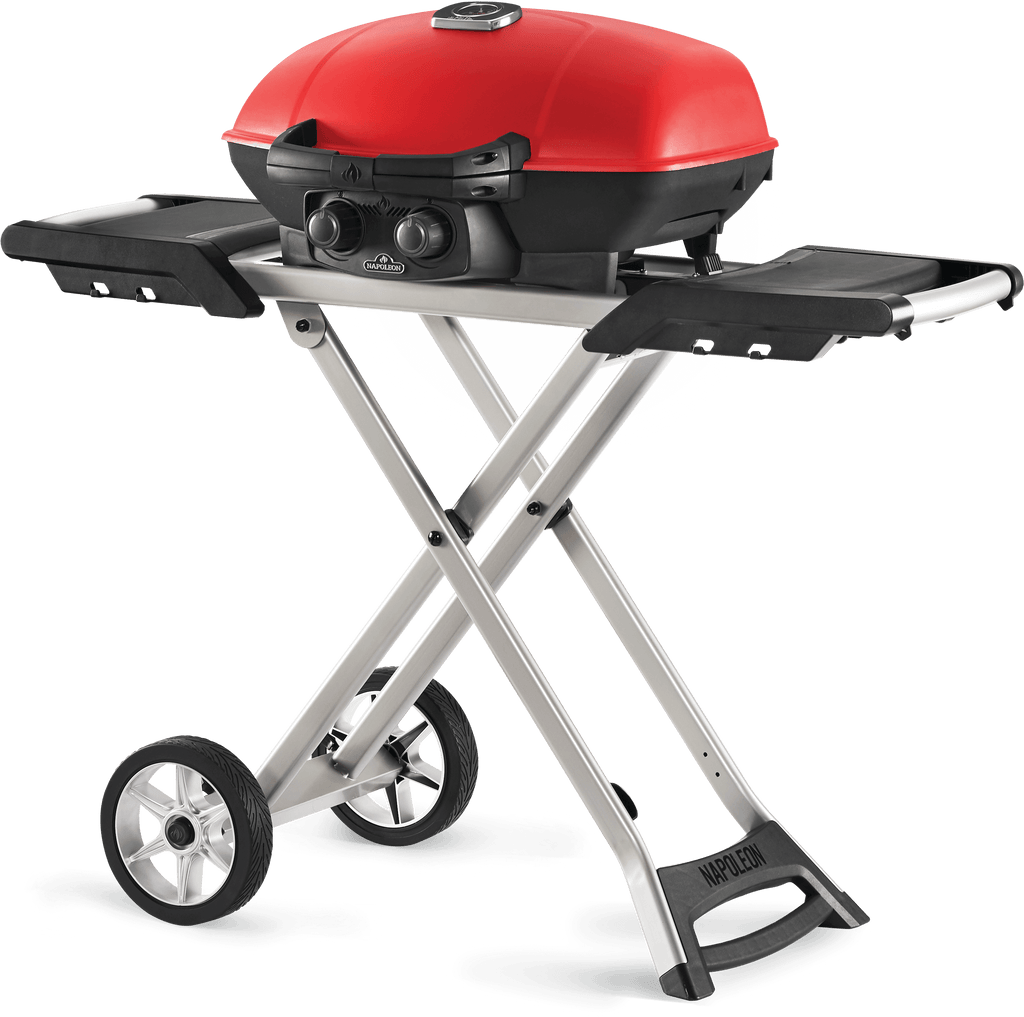 Napoleon Portable Gas Grill Napoleon TravelQ™ 285X Portable Propane Gas Grill and Scissor Cart with Griddle, Red