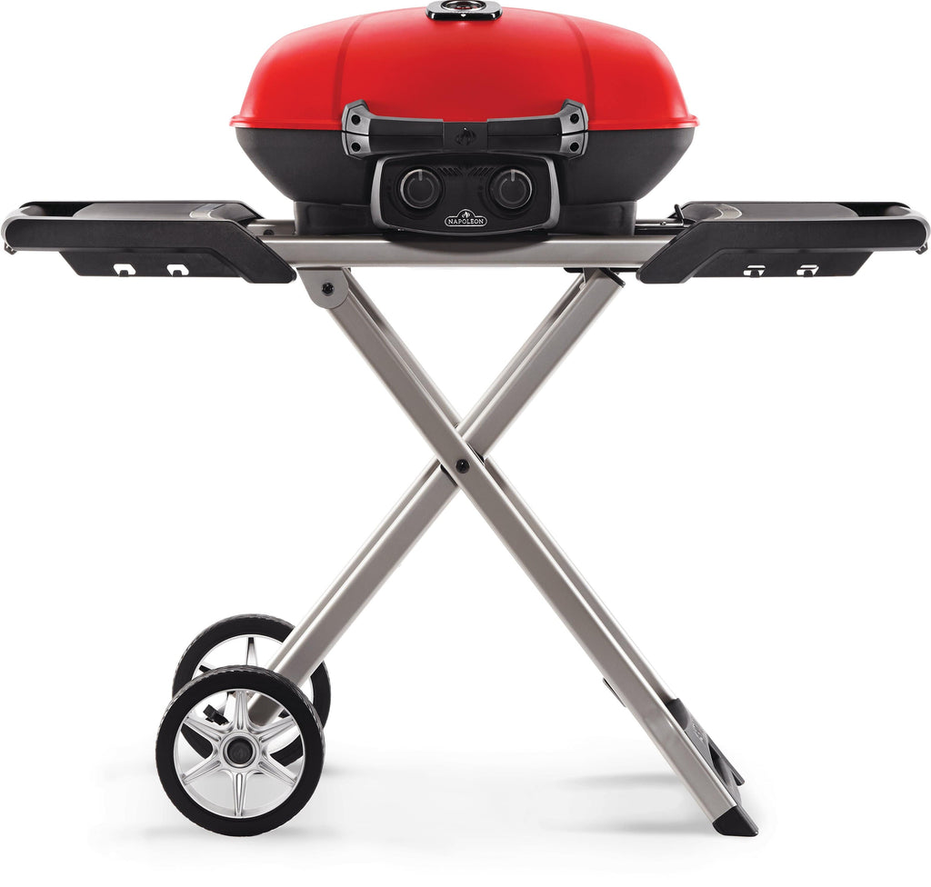 Napoleon Portable Gas Grill Napoleon TravelQ™ 285X Portable Propane Gas Grill and Scissor Cart with Griddle, Red