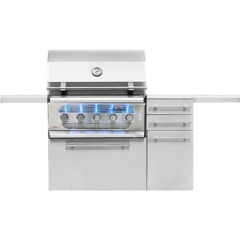 Image of Summerset Free Standing Grill Summerset American Muscle Grill 36" 5-Burner Built-In Dual Fuel Wood / Charcoal /Gas Grill with Cart