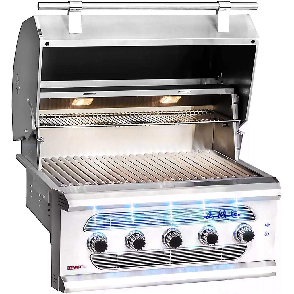 Summerset Free Standing Grill Summerset American Muscle Grill 36" 5-Burner Built-In Dual Fuel Wood / Charcoal /Gas Grill with Cart