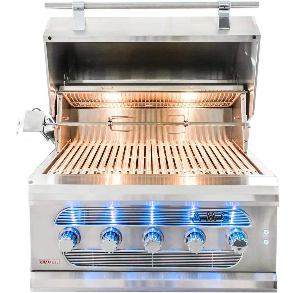 Summerset Free Standing Grill Summerset American Muscle Grill 36" 5-Burner Built-In Dual Fuel Wood / Charcoal /Gas Grill with Cart