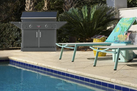 Image of Tec Grills Grill TEC Grills 44" Patio On Stainless Pedestal With Side Shelves (64")