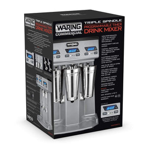 Waring Commercial Heavy-Duty Triple-Spindle Drink Mixer with Timer, 3 Cups Included