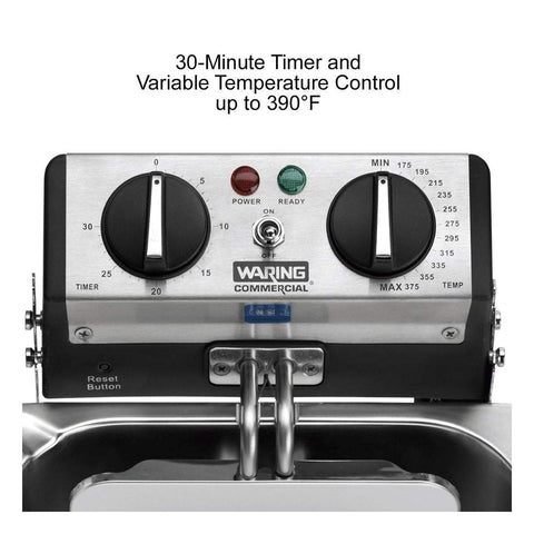 Image of Waring Commercial Fryer Waring Commercial 8.5 lb. 1800W Professional Deep Fryer with Dual Frying Baskets — 120V