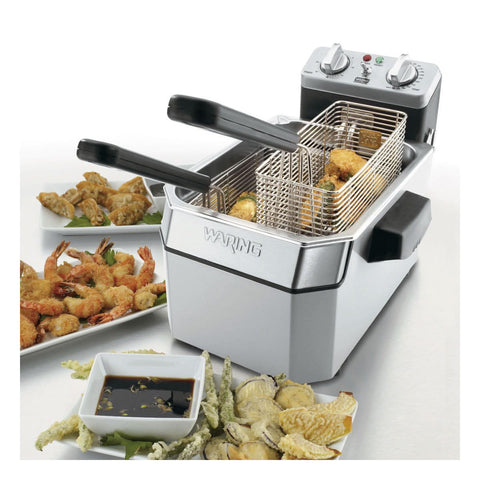 Image of Waring Commercial Fryer Waring Commercial Heavy-Duty 10 lb. Deep Fryer w/3 Baskets & Night Cover — 120V