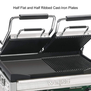 Waring Commercial Dual Grill — Half Panini and Half Flat Grill — 240V  (17