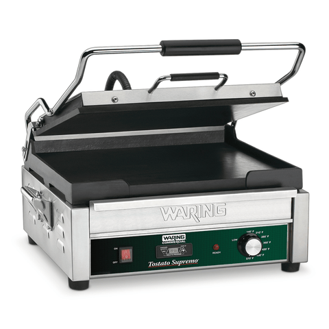 Image of Waring Commercial Grill Waring Commercial Full-Sized 14" x 14" Flat Toasting Grill with Timer — 120V  (14" x 14" cooking surface)