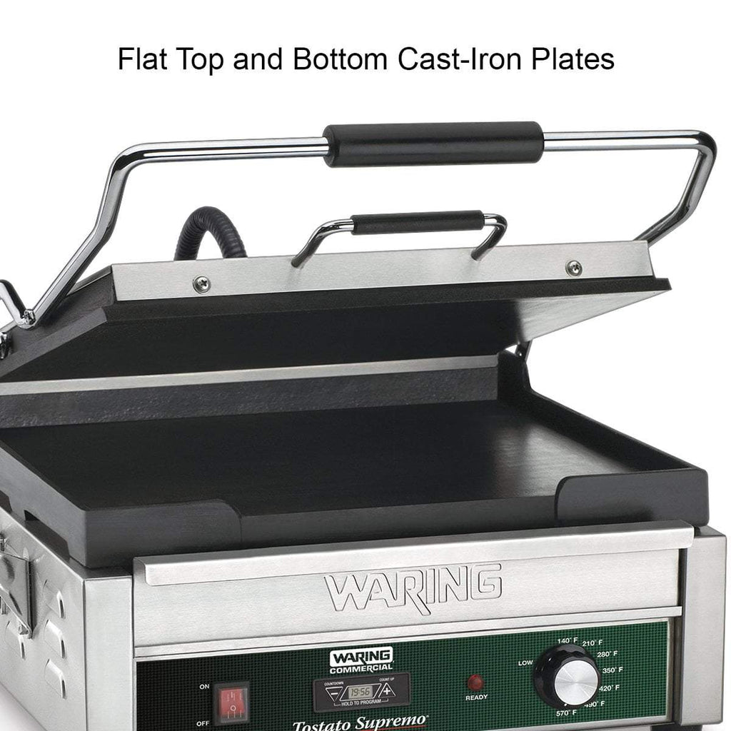 Waring Commercial Grill Waring Commercial Full-Sized 14" x 14" Flat Toasting Grill with Timer — 120V  (14" x 14" cooking surface)