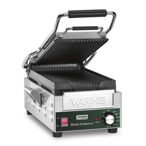 Image of Waring Commercial Grill Waring Commercial Panini Compresso™ - Slimline Panini Grill— 120V (14.5" x 7.75" cooking surface)