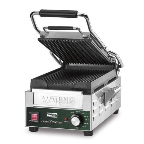 Image of Waring Commercial Grill Waring Commercial Panini Compresso™ - Slimline Panini Grill— 120V (14.5" x 7.75" cooking surface)