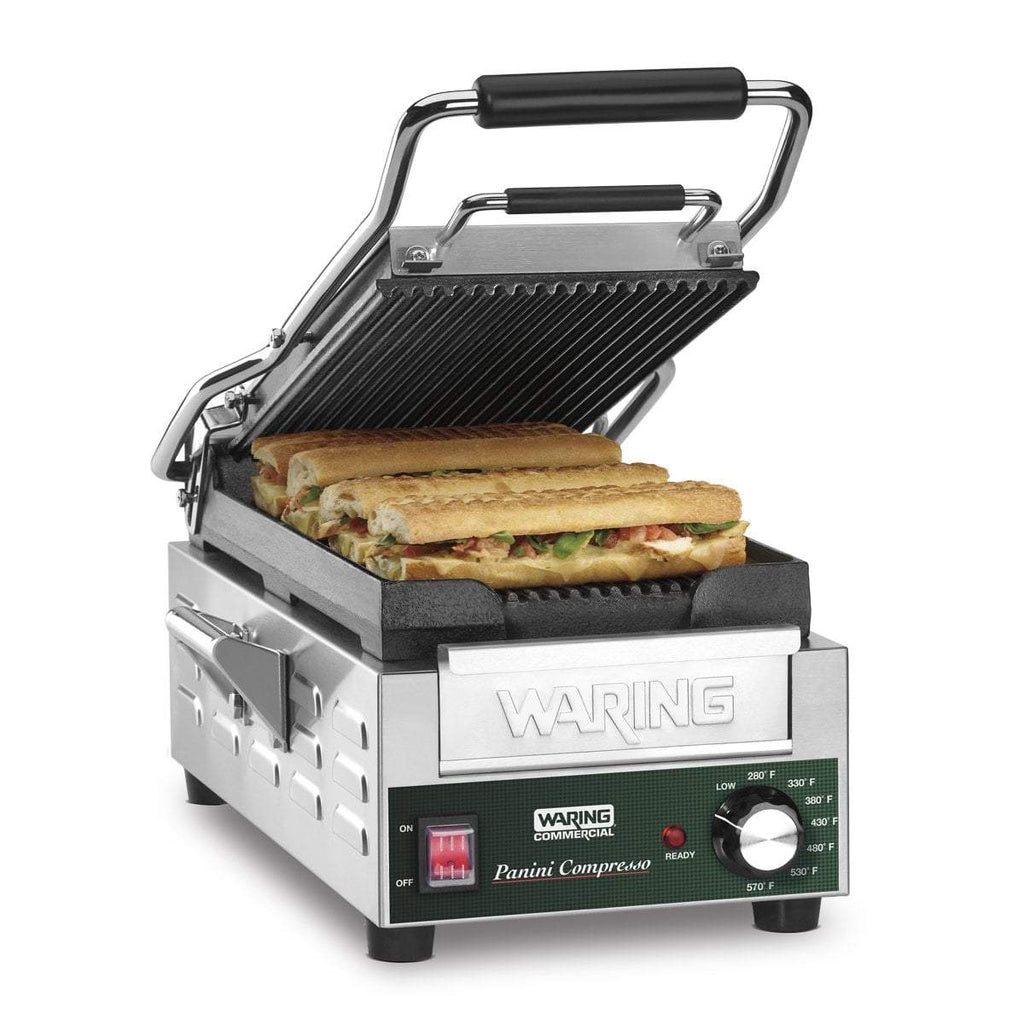 Waring Commercial Grill Waring Commercial Panini Compresso™ - Slimline Panini Grill— 120V (14.5" x 7.75" cooking surface)