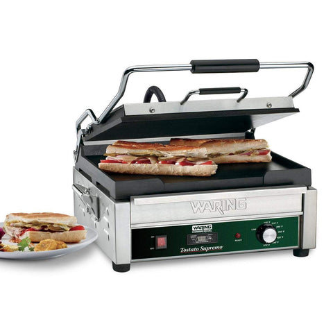 Image of Waring Commercial Grill Waring Commercial Panini Ottimo® Dual Panini Grill — 240V (17" x 9.25" cooking surface)