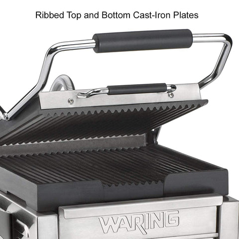 Image of Waring Commercial Grill Waring Commercial Panini Perfetto® Compact Panini Grill — 120V  (9.75" x 9.25" cooking surface)