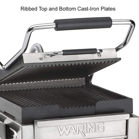 Image of Waring Commercial Grill Waring Commercial Panini Perfetto® Compact Panini Grill — 208V  (9.75" x 9.25" cooking surface)