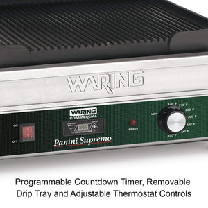 Waring Commercial Panini Supremo® Large Panini Grill with Timer — 120V  (14.5