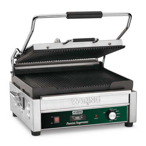 Image of Waring Commercial Grill Waring Commercial Panini Supremo® Large Panini Grill with Timer — 120V  (14.5" x 11" cooking surface)