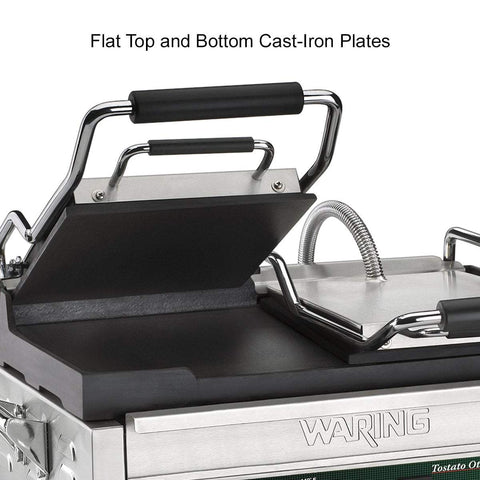 Image of Waring Commercial Grill Waring Commercial Tostato Ottimo® Dual Flat Toasting Grill — 240V  (17" x 9.25" cooking surface)