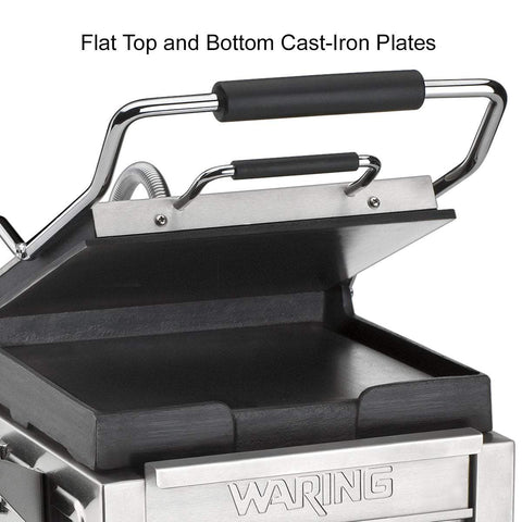 Image of Waring Commercial Grill Waring Commercial Tostato Perfetto® Compact Flat Toasting Grill — 120V  (9.75" x 9.25" cooking surface)