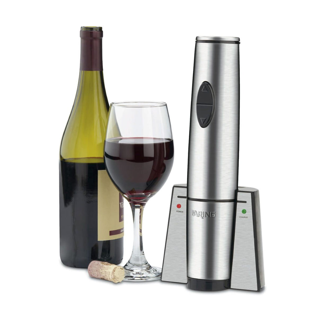 Waring Commercial Prep Waring Commercial Cordless Rechargeable Wine Bottle Opener, Stainless Steel, 2 Augers